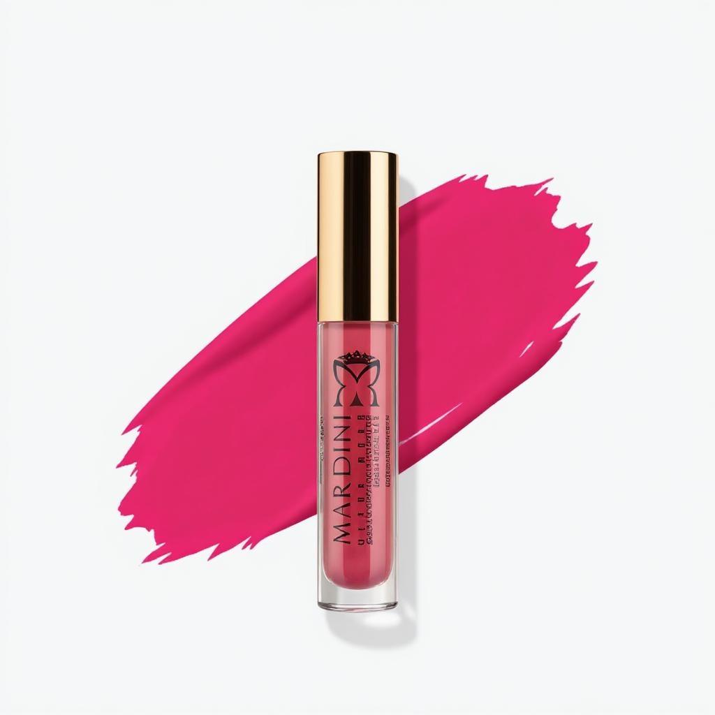 Create a **high-impact commercial banner ad** for **Mardini Liquid Fusion Lipstick**, using the uploaded product images **exactly as provided**.

**Instructions:**

* Use the uploaded liquid lipstick product photo **without any changes** to cap, body, label, shape, size, or packaging.
* This is a **closed, commercial-grade liquid lipstick** with a fixed cap — **do not** create or suggest a bullet lipstick, twist-up stick, or any other lipstick form.
* **Do not** alter packaging color, add patterns, or introduce any artistic reinterpretations of the product structure.
* **No decorative elements** or objects on the packaging.
* **No text, watermark, or extra logos** anywhere inside or outside the banner.

**Presentation details:**

* Show the authentic product centered, on a **clean white or soft gradient background** in a premium commercial style.
* Next to the product, display **three soft, realistic swatches or brush strokes** of these colors (without altering product packaging color):

  * \#a43038
  * \#b52049
  * \#7a2938
* Swatches should look smooth, elegant, and rich in pigment, evoking luxury and sophistication.
* Maintain realistic proportions using the exact lipstick size: **Length 115 mm, Diameter 17 mm**.
* Optional subtle accents can use the Mardini color palette:

  * \#AE5654, #BD6461, #C2726B, #D3827B, #DC8D88, #E1A6A1
* The overall composition should be **minimalistic, modern, and impactful**, inspired by luxury beauty campaigns from top cosmetic brands.

**Style keywords:**
"Commercial advertising"::2, "Realistic product photography"::2, "Luxury cosmetics"::1.5, "Minimalist elegance"::2, "Clean background"::1.5, "Soft lipstick swatches"::1.5, "Use original packaging"::2, "Do not modify product image"::2

