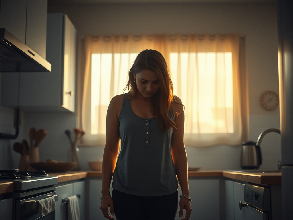 a-frustrated-woman-standing-in-a-kitchen-s4hqhasnv