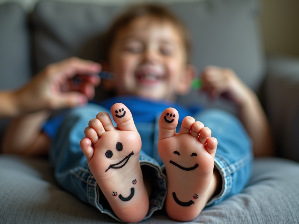 little-boy-barefeet-with-10-smiley-faces-vcbq99ef0