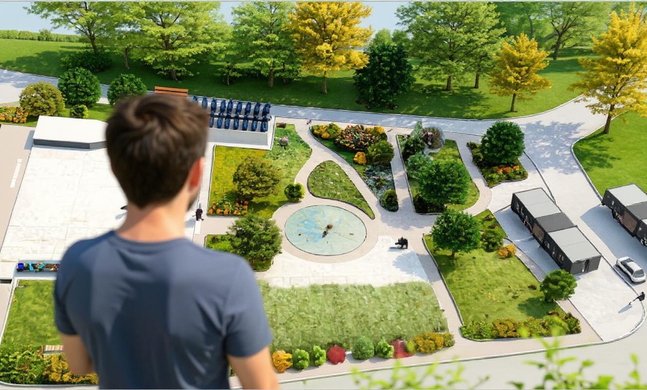 Make a human perspective with camera angle show inside not from bird view 
