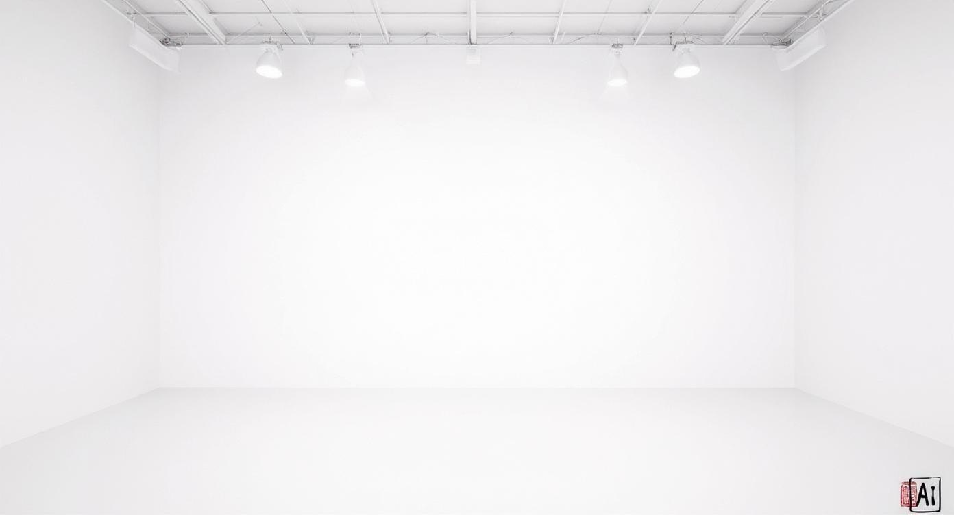 Change background to a white realistic Japanese Stage that is minimalistic