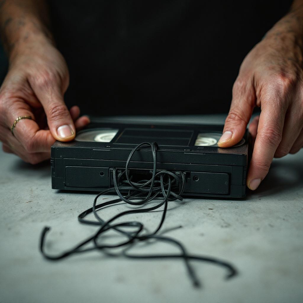 a-vhs-tape-with-the-tape-all-tangled-up-at-the-smvmm0pcx1
