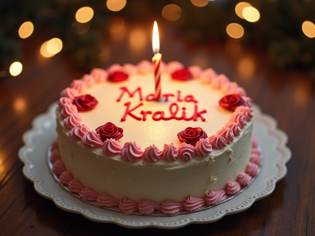 birthday cake with the words Maria Kralik
