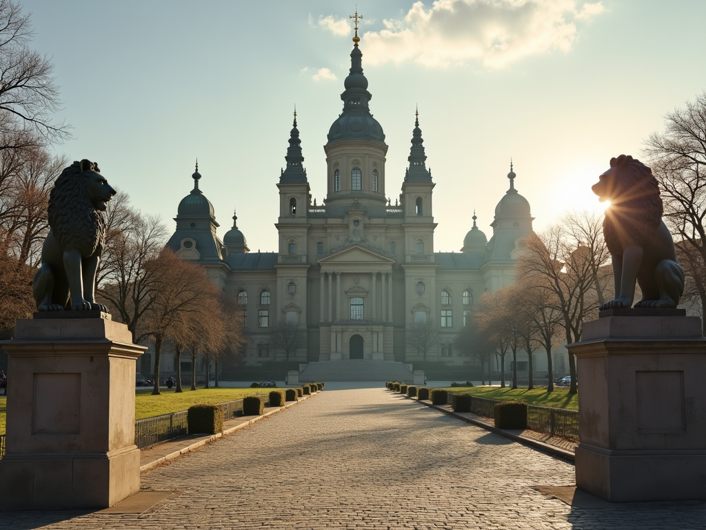 city-in-germany-with-lions-in-front-z9f44f3rnl