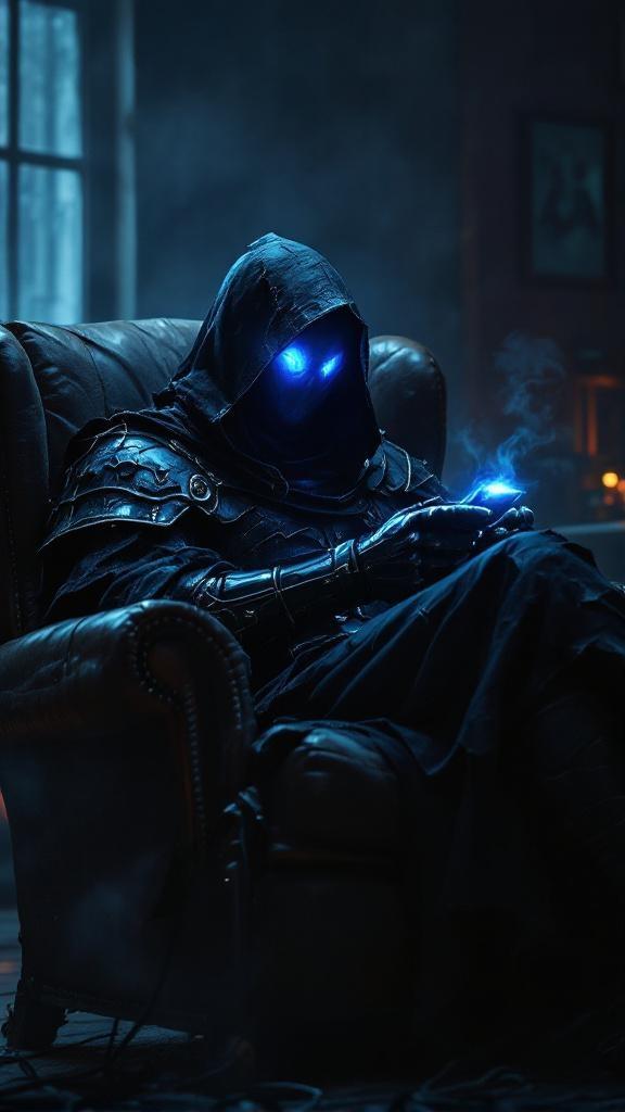a-dark-hooded-figure-clad-in-torn-black-armor-sits-9f9k0y597
