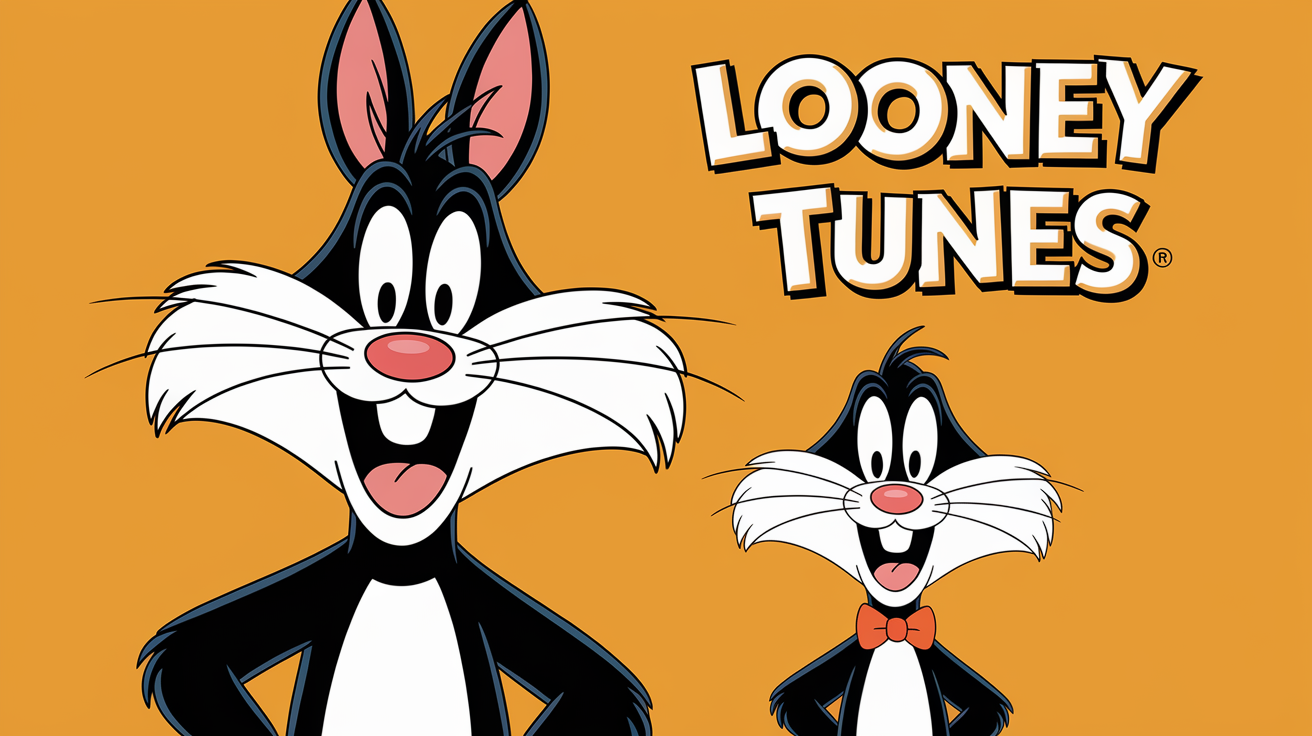 Looney tunes Sylvester the cat and Sylvester Jr title card movie poster 