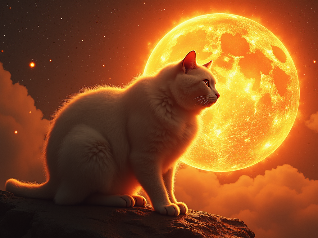 A really buff cat bench pressing the whole entire universe on the Sun