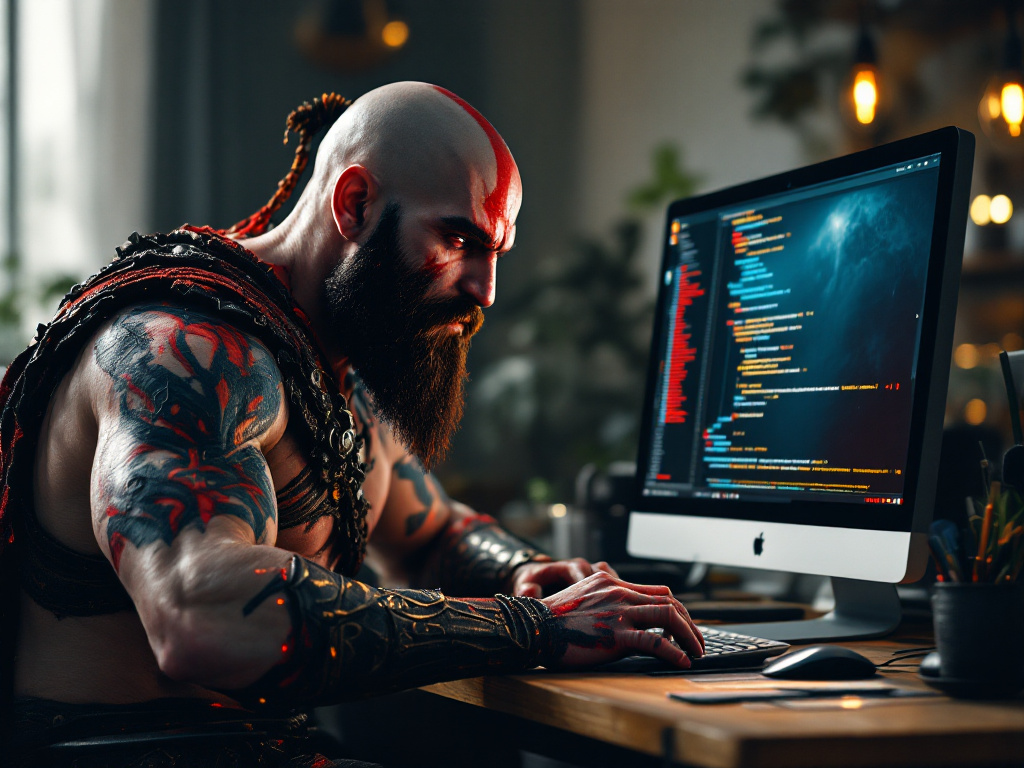 kratos-writing-a-c-code-on-a-computer-zayedku7en