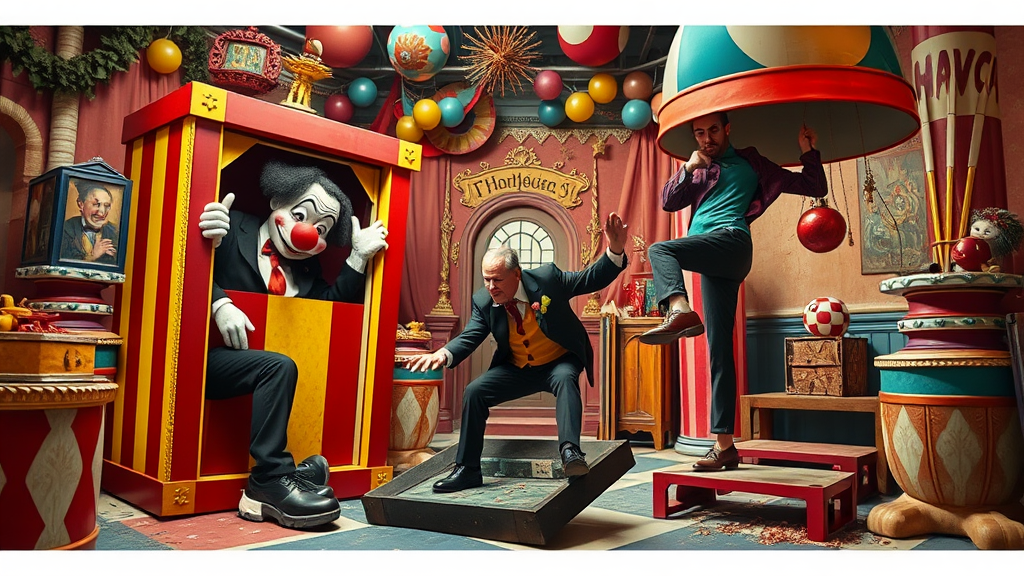 a-funhouse-scene-with-oversized-clown-4w5ekeubzc