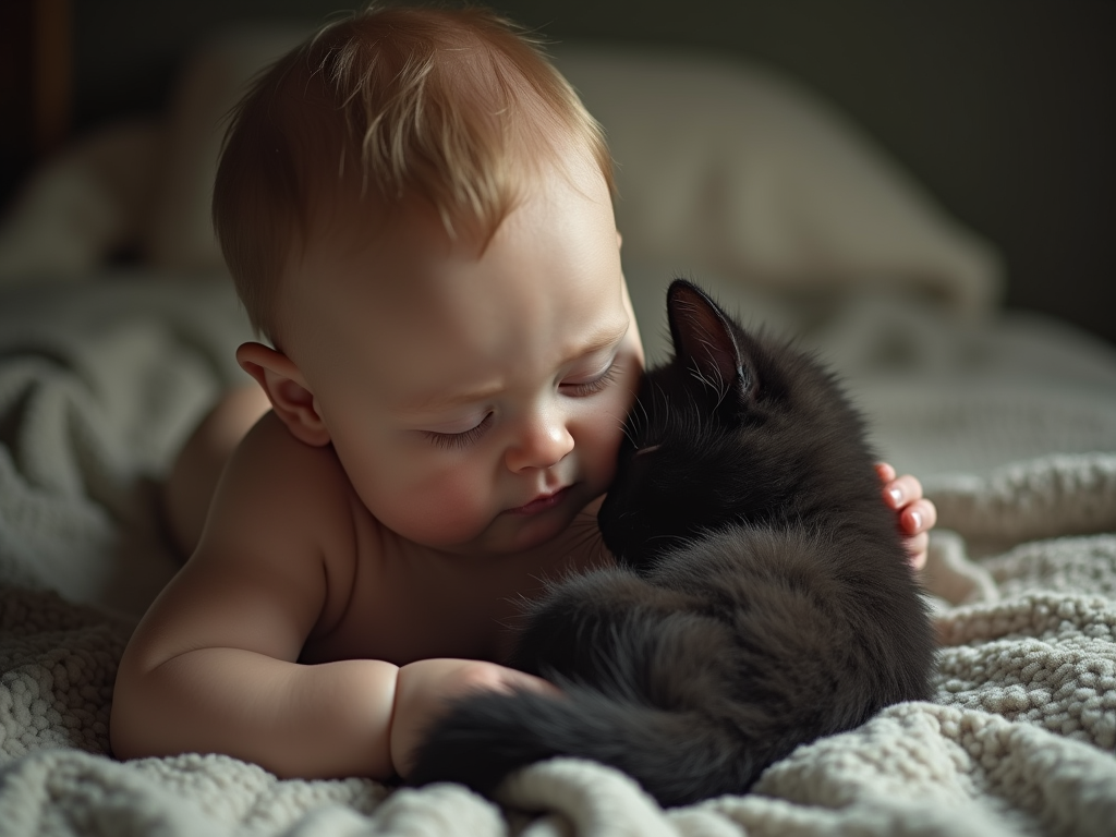 baby-boy-carrying-black-small-kitten-abd-288r7kz5d