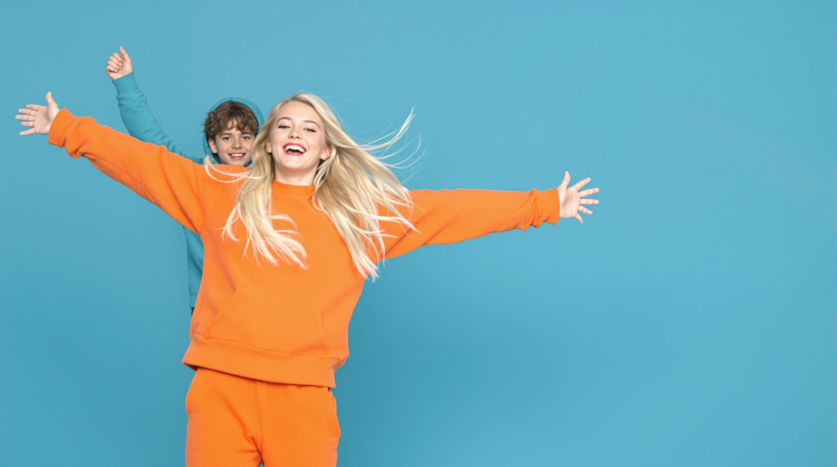 a-cheerful-blonde-girl-in-an-orange-sweatshirt-and-d6ez1kxwm