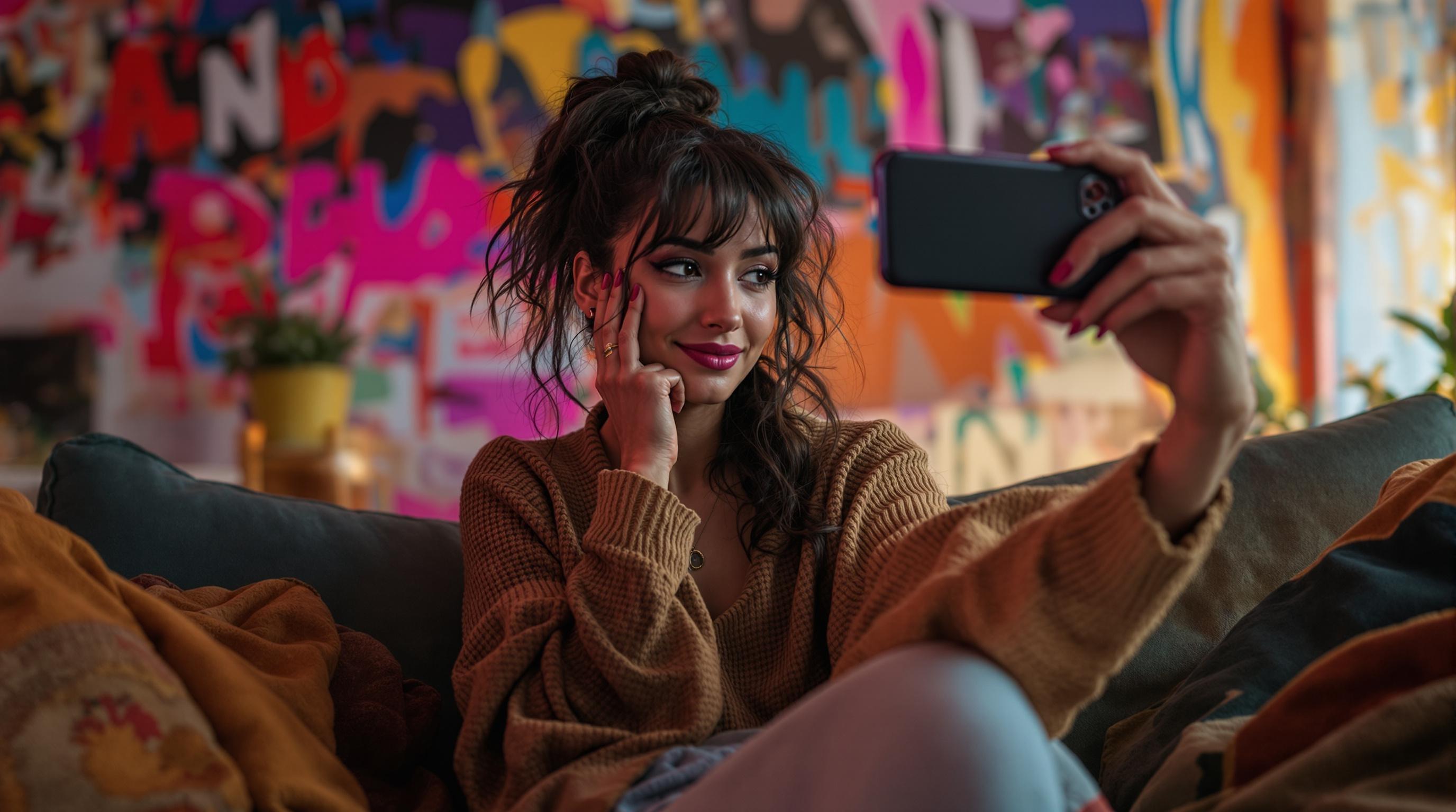 artistic-edgy-woman-with-smartphone-home-weg8u27pn