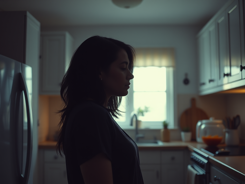 a-woman-standing-alone-in-the-kitchen-mmqd15rf9p