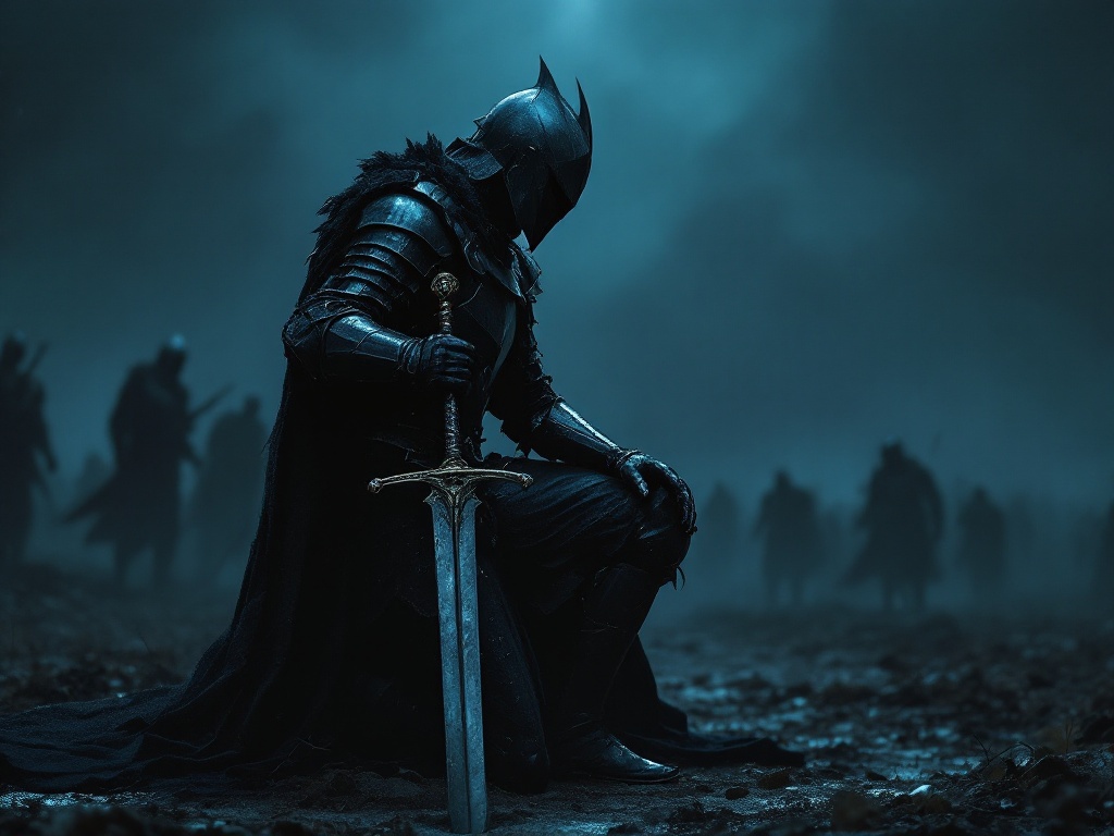 wide-shot-of-a-knight-standing-on-one-gj5xbvxxzf