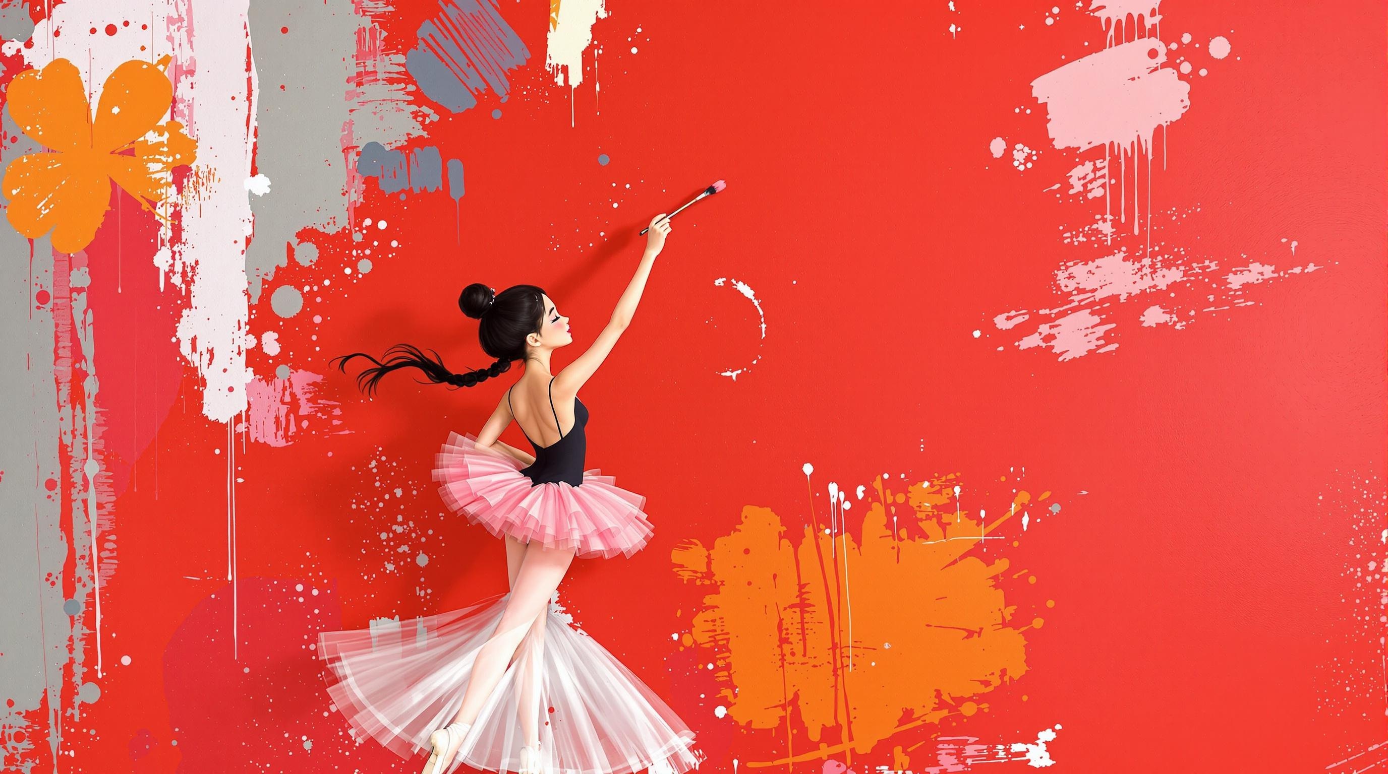 a-stylized-ballerina-girl-paints-a-wall-58334iupes