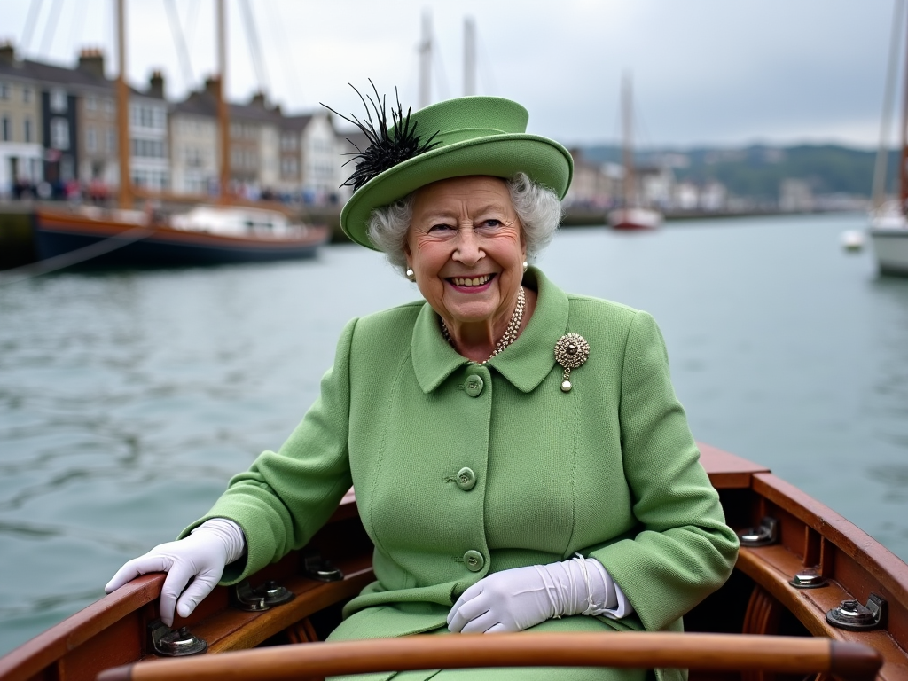 the-queen-in-a-rowing-boat-in-falmouth-a0envm2lr4