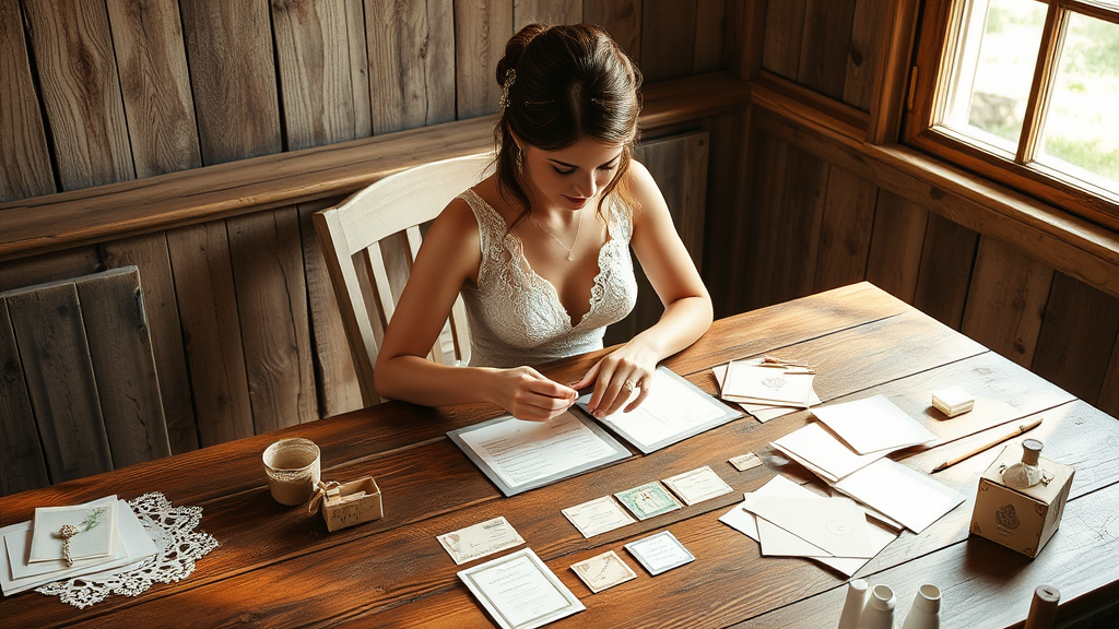 a-bride-to-be-sits-at-a-rustic-wooden-gkfjj343qs