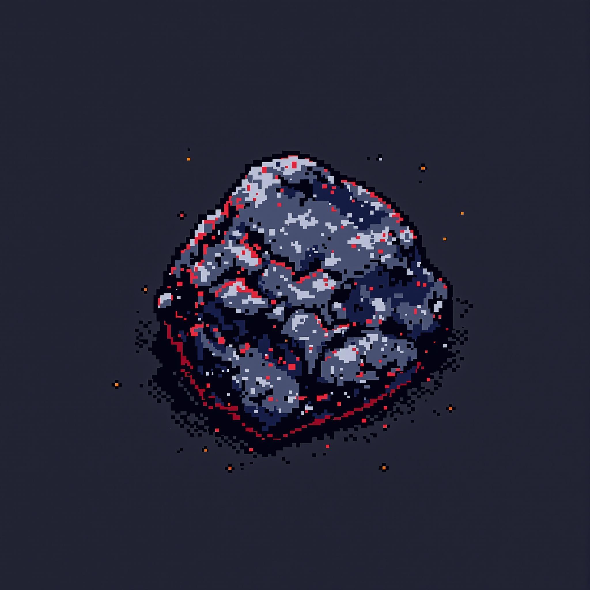PIxel art illustration 16 bit of a coal piece on solid contrast background
