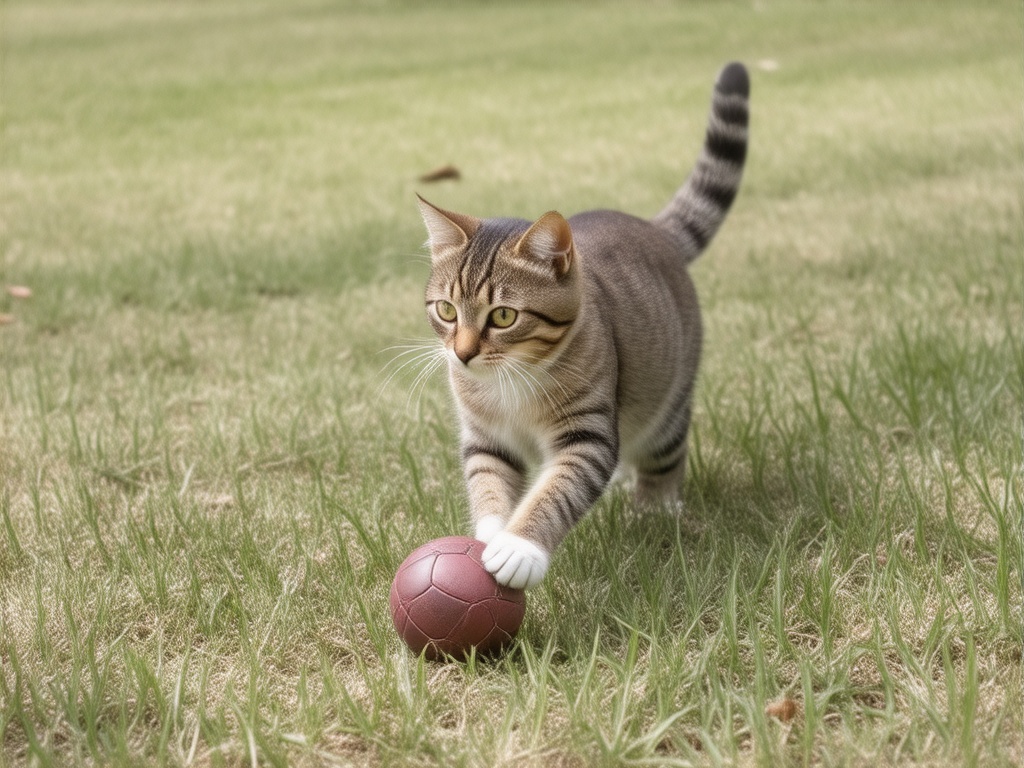 a-cat-on-the-grass-while-playing-ball-n1fg5qaqsy