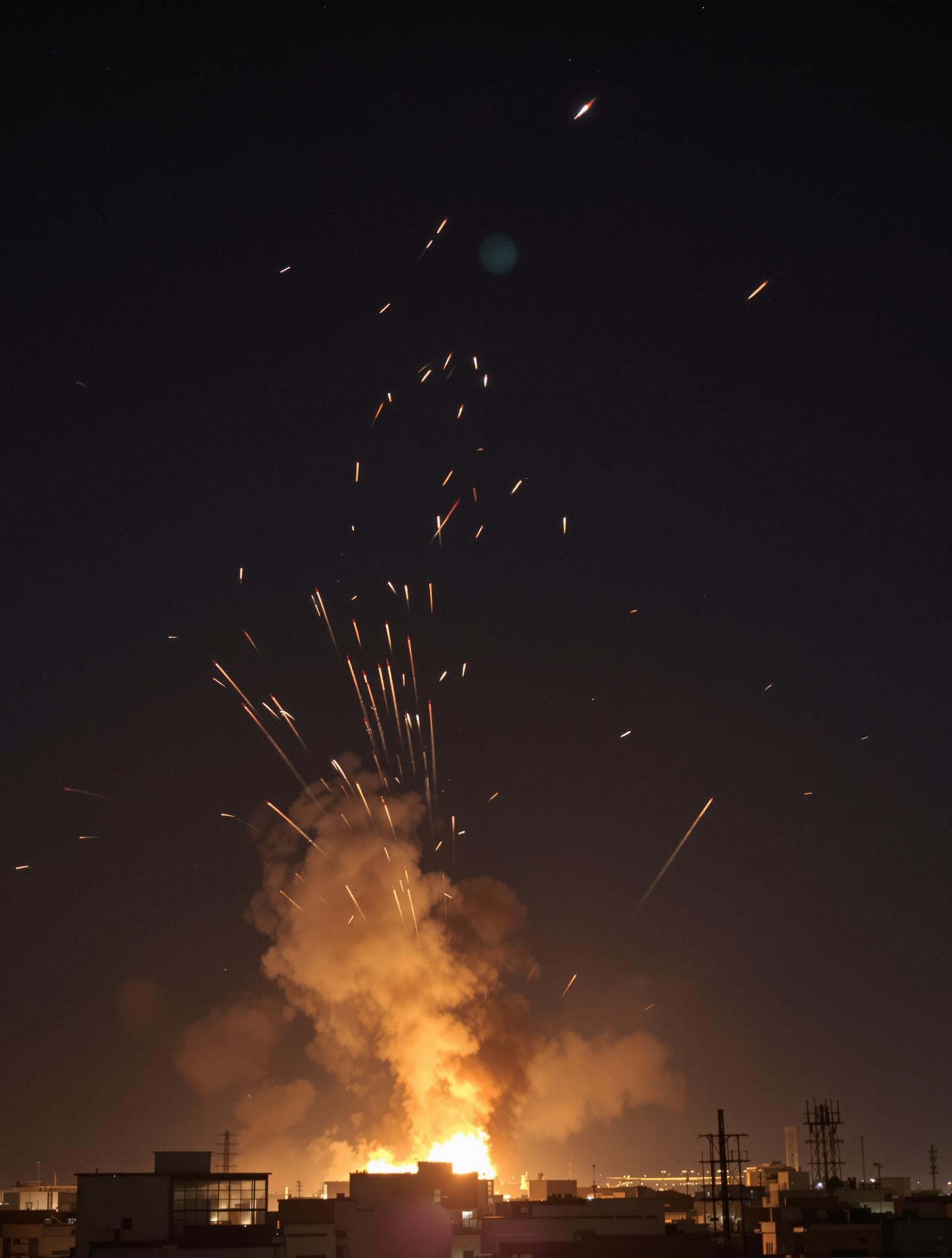many-rockets-fly-into-israel-at-night-kkmc7bz01w