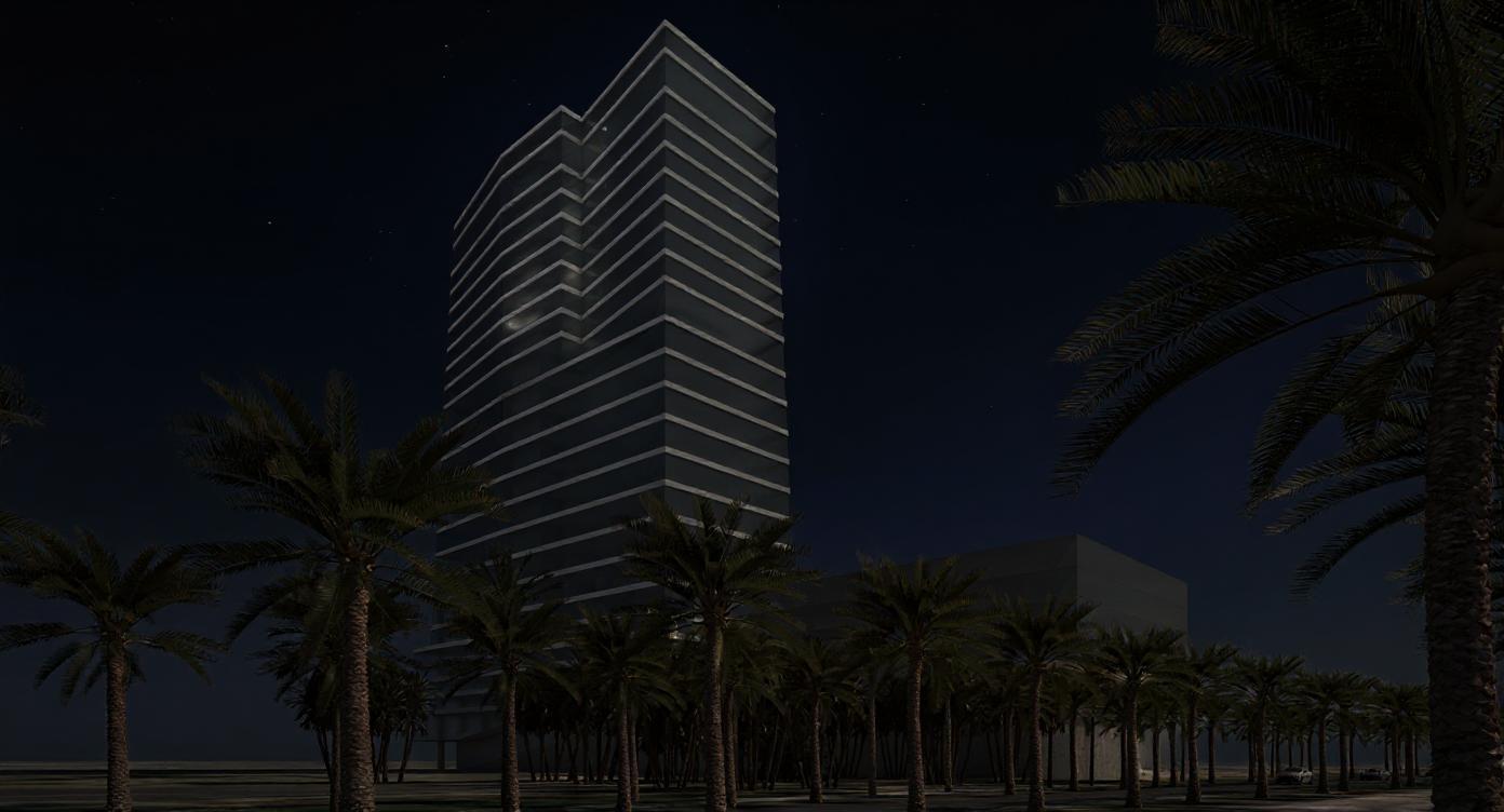 make night time render, photorealistic