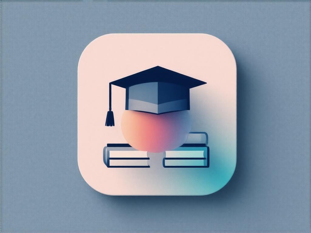 Create a clean, minimalist 2D logo for a student and administrative management app aimed at schools and universities. Incorporate stylized educational elements like a graduation cap, books, or abstract shapes that suggest organization (folders, charts, etc.). Use a rounded square frame, fresh pastel or gradient colors, simple geometric lines, and soft shadows to achieve a modern, professional look suitable for a mobile app icon. No text.