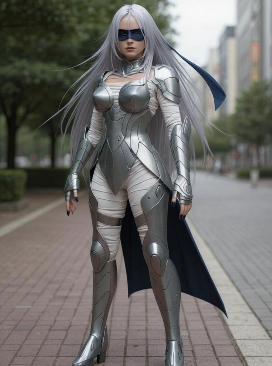 Perbaiki gambar ini agar armor logam metalik lebih mengkilap, realistis