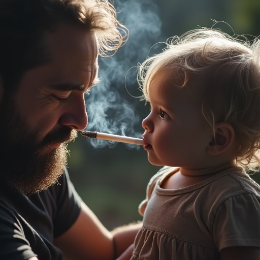 father-smoking-with-his-child-dfo07czmtt