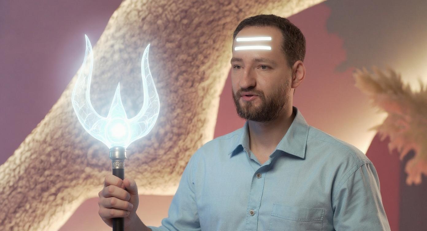  In his right hand, he holds a large, radiant Trishula (trident) made of glowing energy.  Shirt change color to light-blue.
On his forehead are 3 luminous horizontal vibhuti lines.

Resolution: 1280x720 pixels (YouTube thumbnail format), 16:9 aspect ratio.
