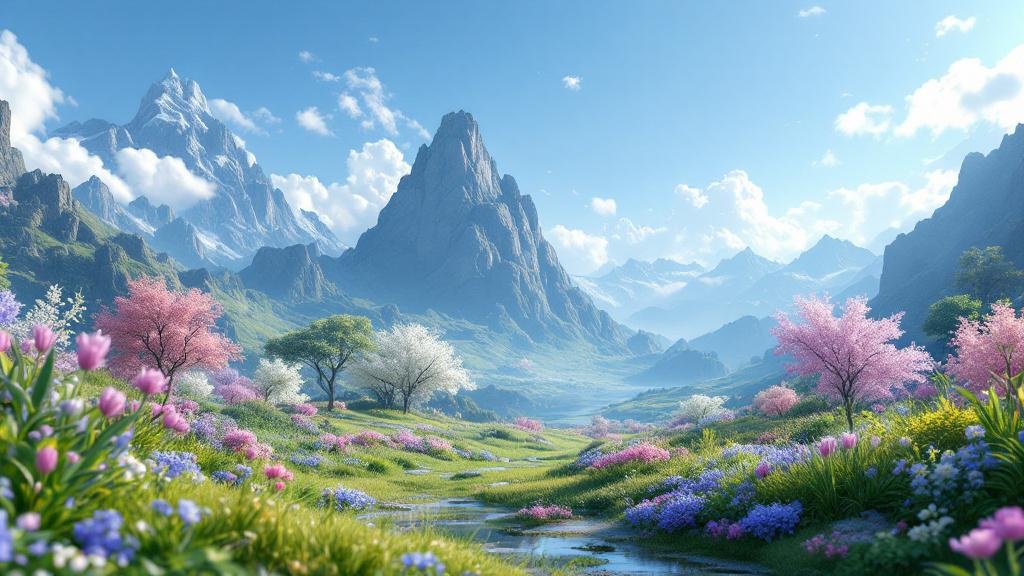 a beautiful isekai nature, 3d render