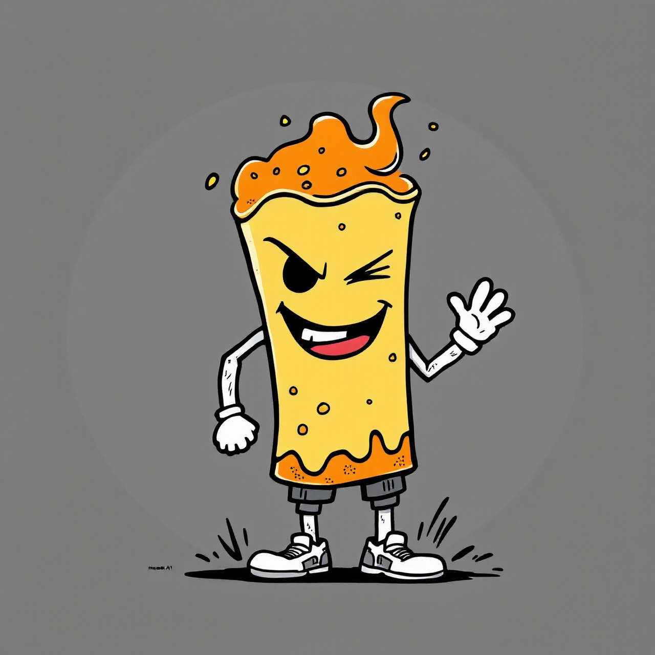 MAKE A CHEETOS STICK ANTHROPOMORPHIC CHEETOS AND ADD HANDS, GLASSES AND A COOL LOOK LIKE THE ORIGINAL