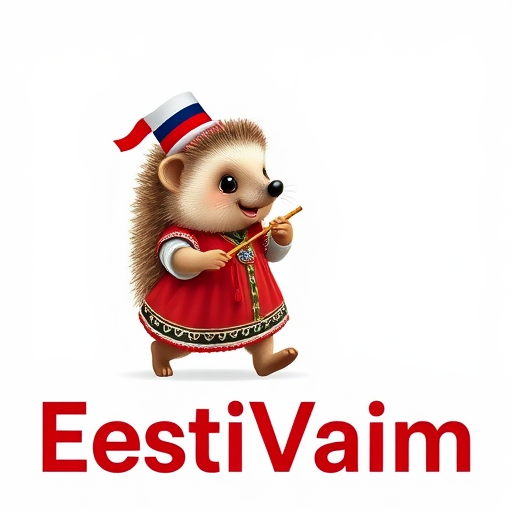 a tiny hedgehog in Estonian national clothes, pushes the letter "EestiVaim" without a background, the hedgehog is as big as the first letter of the letter
