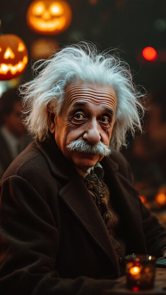 einstein-at-a-private-halloween-party-wxrdgf3aap