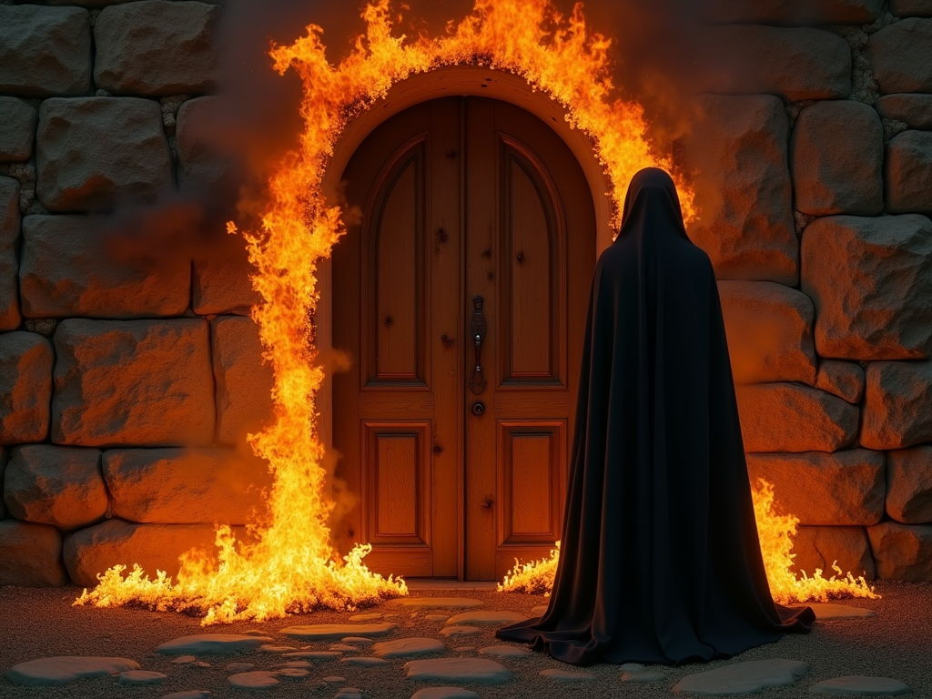 an-old-door-surrounded-by-fire-and-next-q25i86mokw