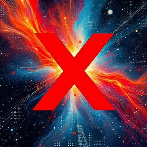 A stark, minimalist illustration for a scientific journal: a single, oversized red "X" slashing across a vibrant, swirling nebula of data points, representing AI's misuse in peer review; rendered in a bold, graphic style reminiscent of 1960s Soviet Constructivism, conveying a sense of decisive rejection and scientific integrity.

