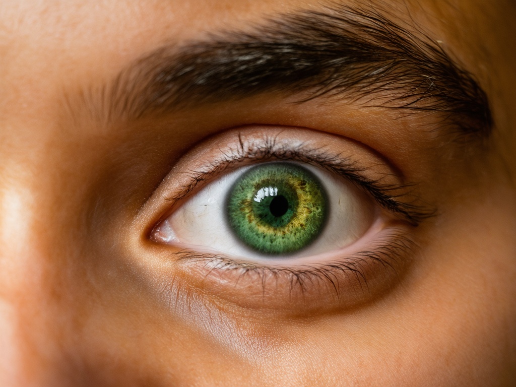 Close up of  A PERSONS GREEN PUPIL.