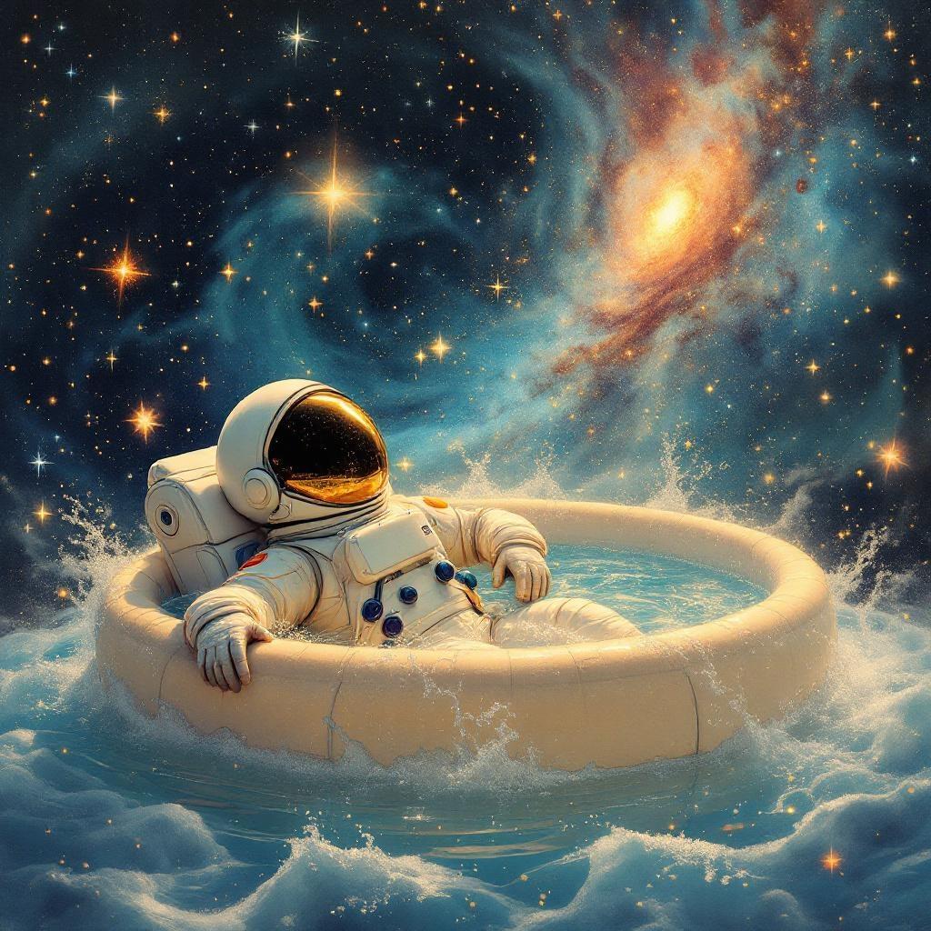 an-astronaut-relaxing-in-a-baby-k0dej0ms2a