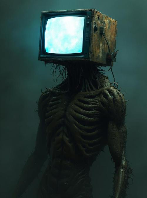 A scary monster with a television for a head