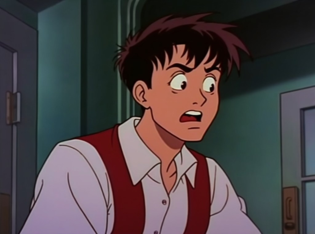 screenshot from 90’s anime cartoon. man in disbelief as he makes the most noob blunder in python history