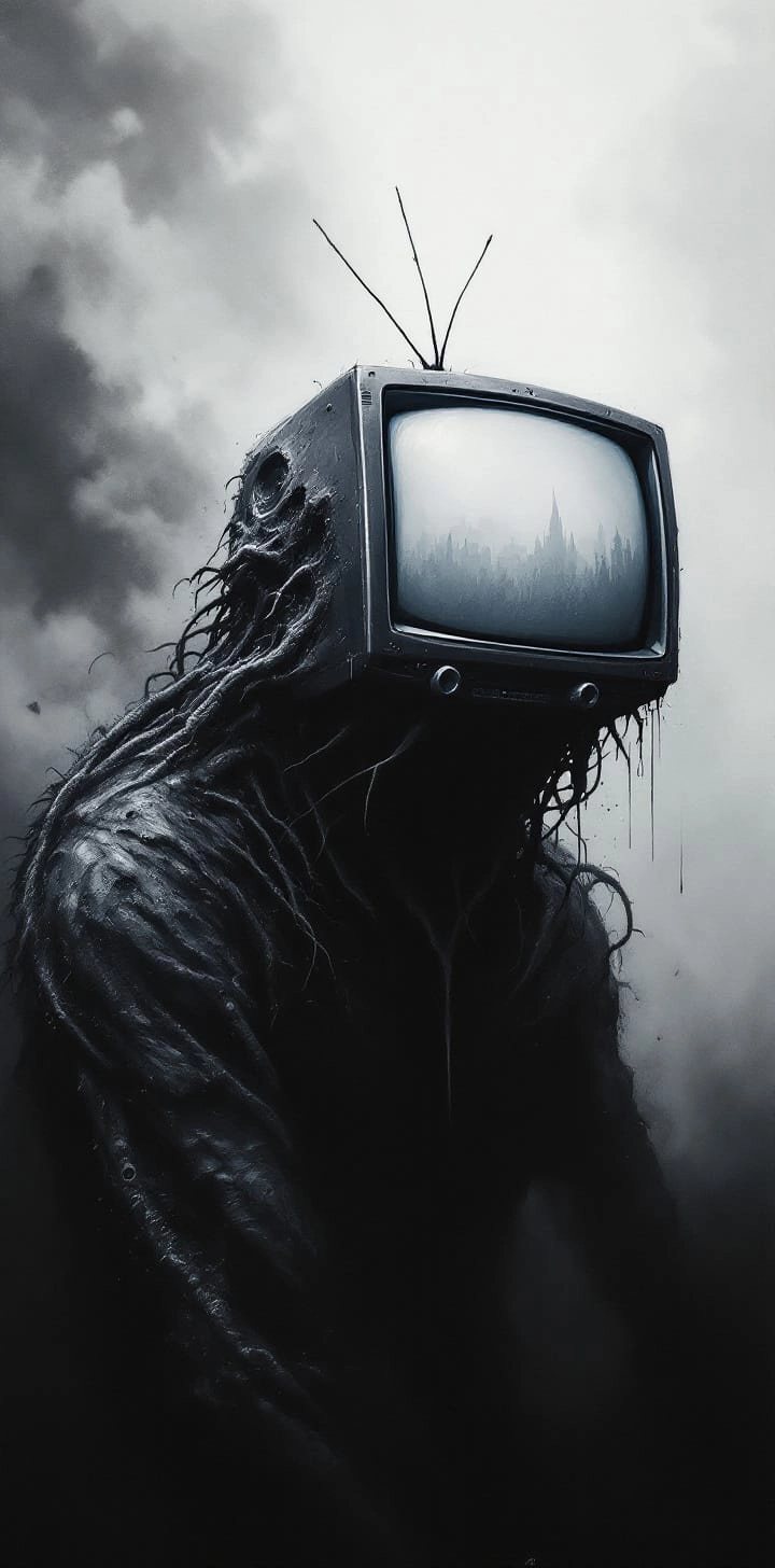 A scary monster with a television for a head