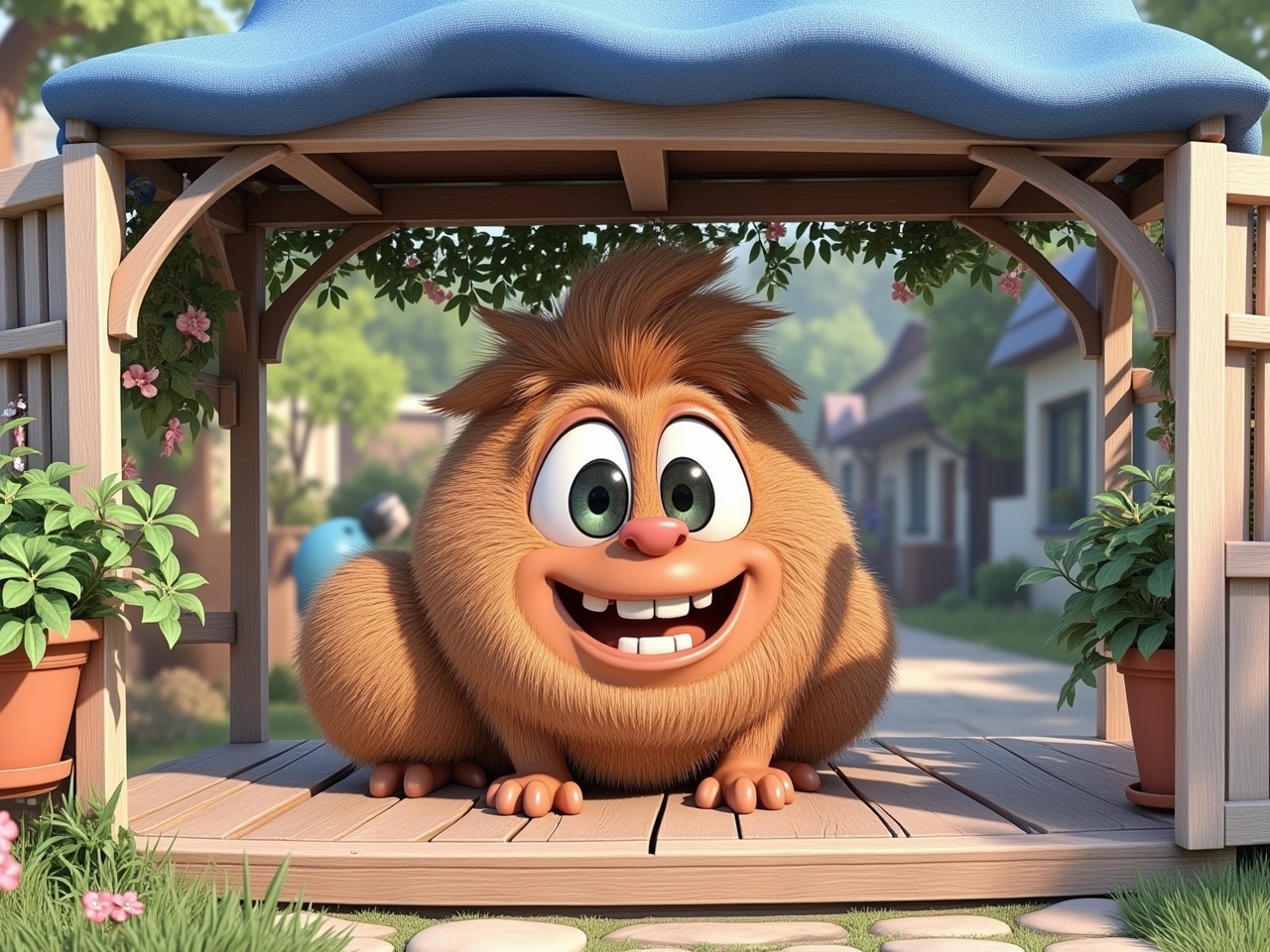 a cute character with big expressive eyes, disney pixar style