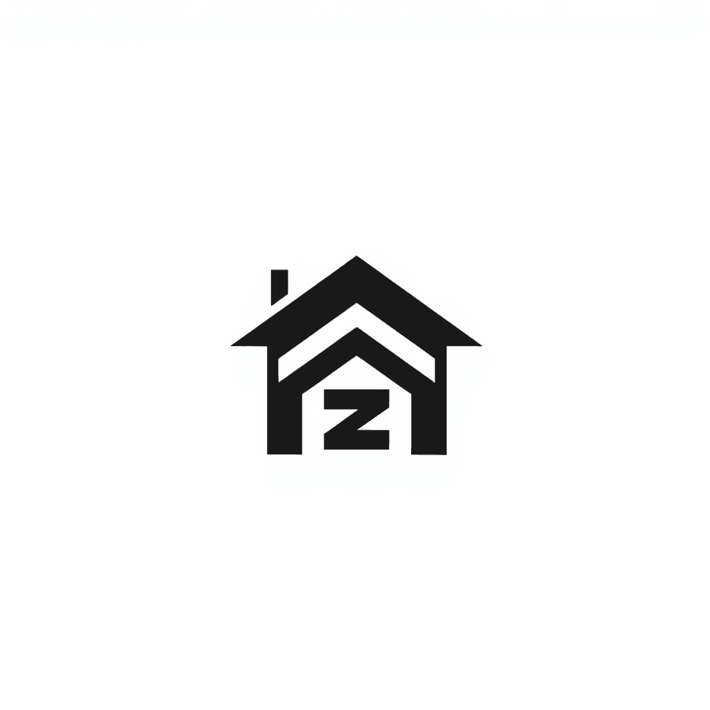 create a logo using the letter TMZ into the shape of a house
