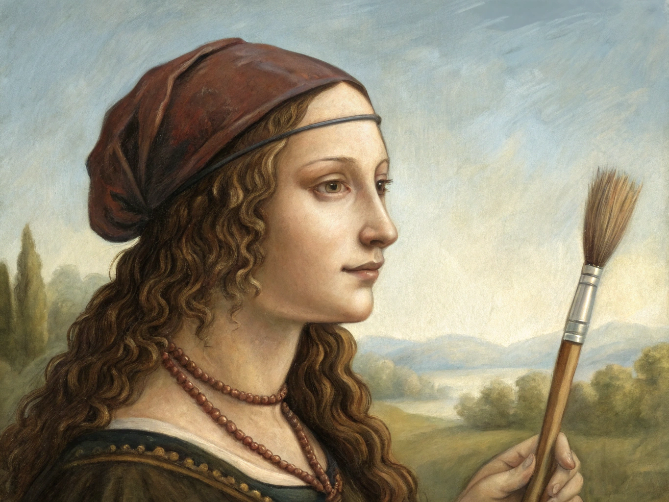 make Lya 

It was 1505, Lya and her friends Hayle, Ony and Mira were in Leonardo Da Vinci’s studio. Lya was a brown brush made of wood and horse hair. Just a simple brown brush who was tied together with a rope, nothing special. Just like her friends. She was kind to everyone and liked to help people but she got angry very quickly. Leonardo Da Vinci used her and her friends to paint the Mona Lisa. For almost 2 years now! They were not happy about that. Absolutely not. They wanted to paint on their own, be free. But there was a problem. A big, big problem.
In Leonardo’s studio it always smelled like paint, rotten eggs and dead bodies. He was always busy investigating dead humans and dead animals. – this time it was a baker. – Otherwise, he was busy painting. You sometimes could hear him saw