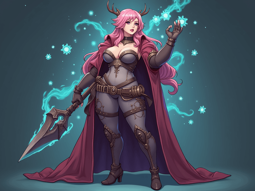 Eve from the game Stellar Blade but she is double her normal size and has gotten fat from a computer virus 