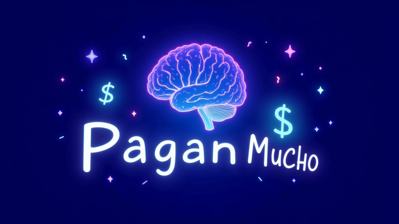 Create a striking social media graphic with an intense gradient background—either electric blue fading into violet, or bright orange blending into yellow—to capture attention in the feed.

Place a large main visual element: either a digital brain icon or an AI-style robot holding money bills.

Add a secondary element: a floating money symbol 💸 or an arrow pointing to the main keyword.

Include big, bold text (maximum 4 words), using either white or yellow letters with a black outline for high contrast. With this phrase:

“Pagan MUCHO 💰”

Apply a subtle glow effect to both the text and the money icon for extra impact.
