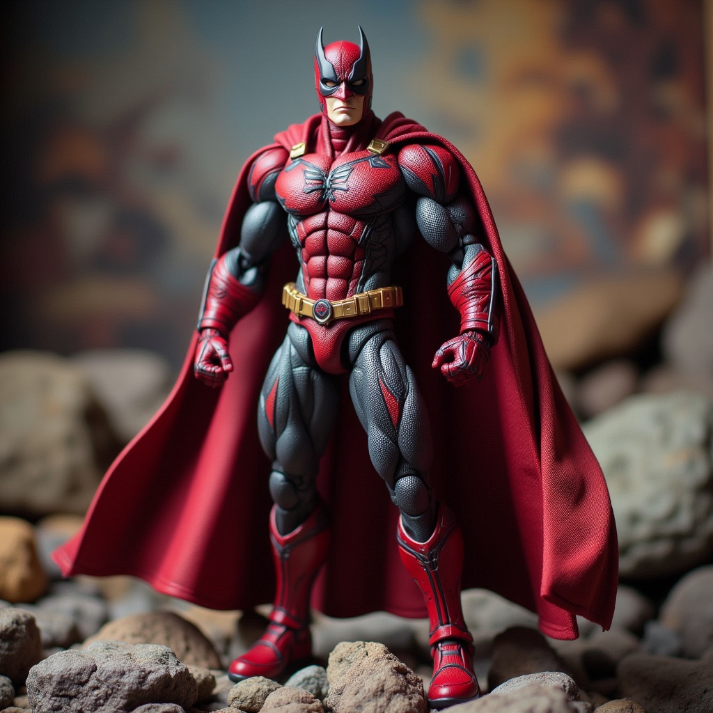 a superhero action figure with detailed costume, action figure style