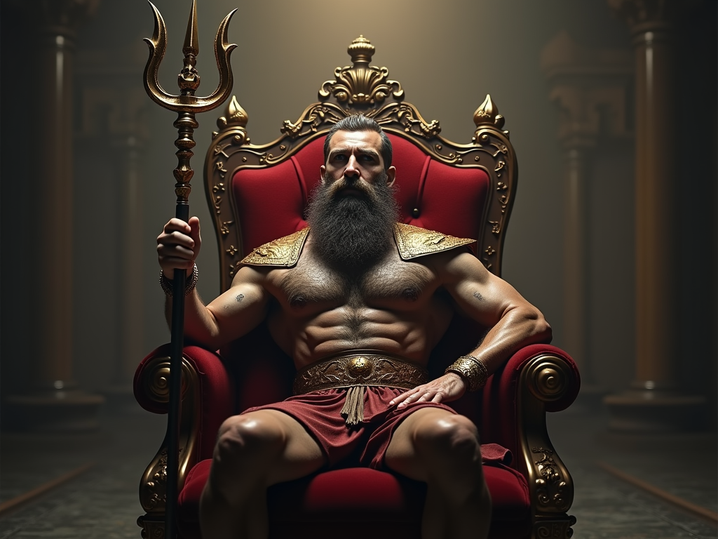a-man-holding-a-trident-sitting-in-the-w81wx9ltuf