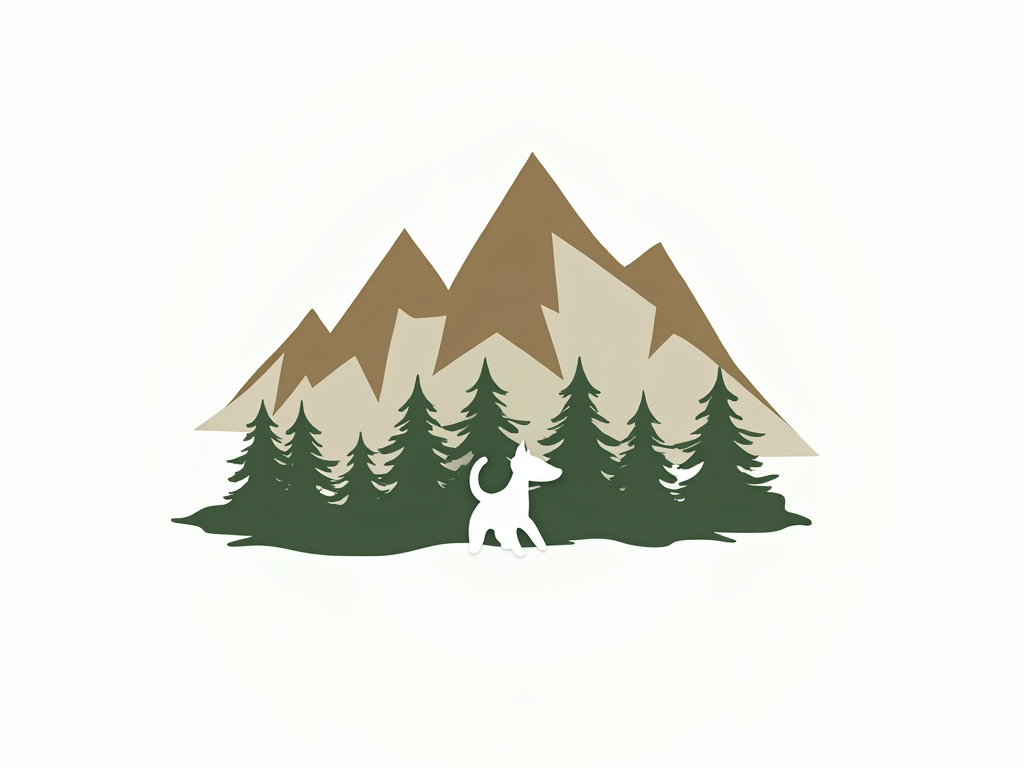 WanderPaws Adventures is a pet hiking and outdoor adventure service based in a scenic, forested town. Founded by a former park ranger, the business offers guided nature hikes for dogs, focusing on safety, enrichment, and joy. Make a logo that reflects an adventurous, outdoorsy vibe with elements like mountains, trees, and a dog or pawprint—designed to look great on gear like trail vests, water bottles, and the company van. make the logo on a blank white backround