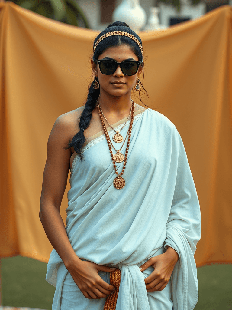 Create a very realistic image of Mia khalifa of ronaldo in indian dhoti