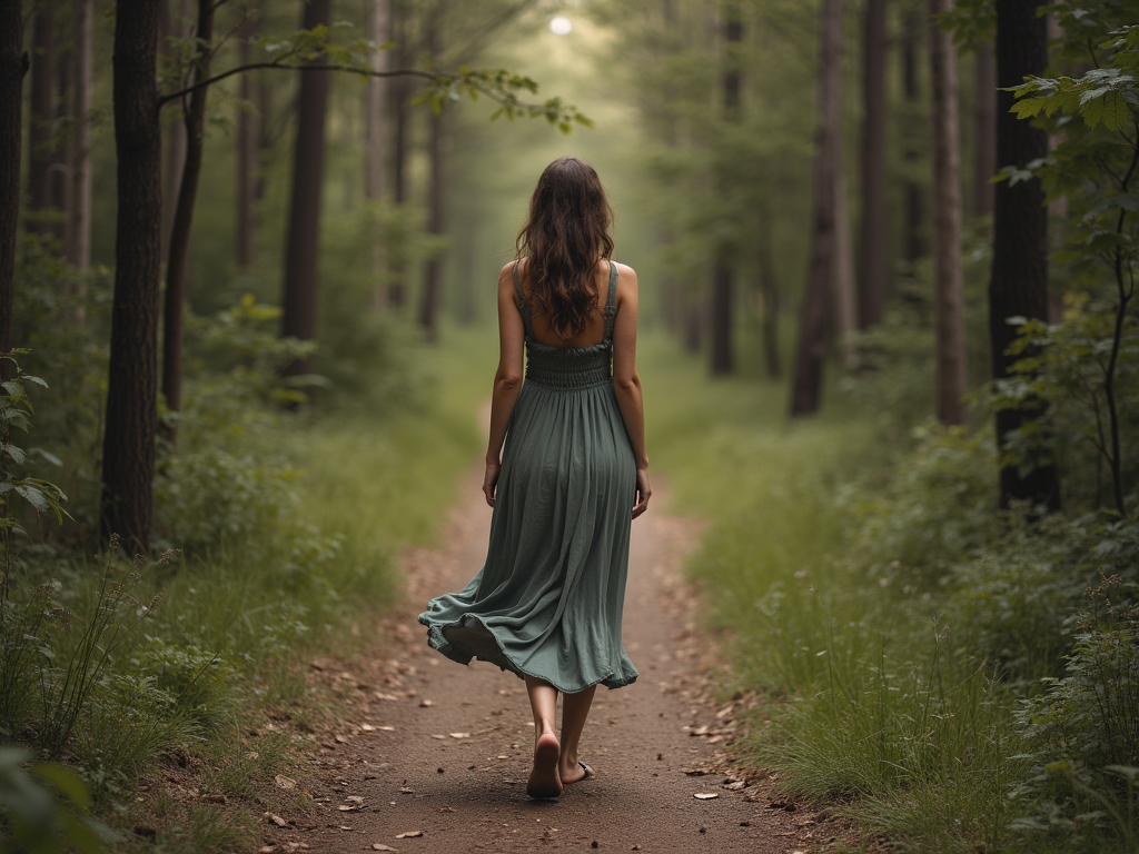 a-woman-in-a-dress-walking-down-a-path-sytgf4idv8